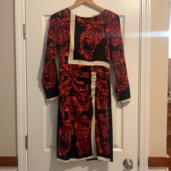 Anthropologist Cocktail Tracy Reese Rose Floral Silk Exposed Zipper Dress - Picture 4 of 10